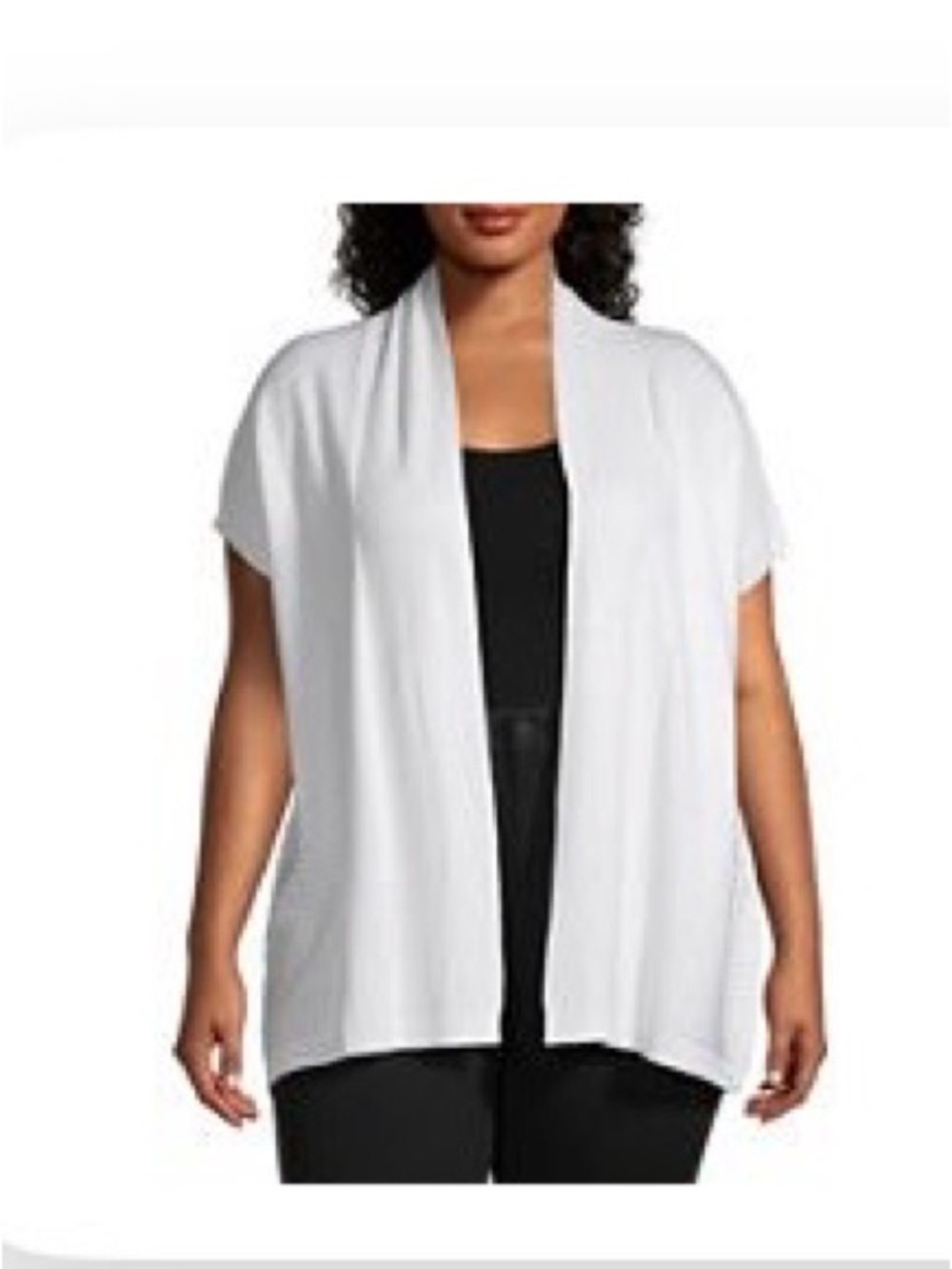 Liz Claiborne White Open-Front Knit Cardigan